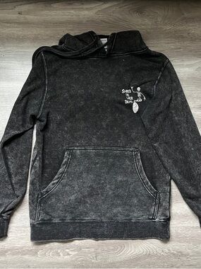 Storm Black Mineral-Wash Hoodie with Graphic